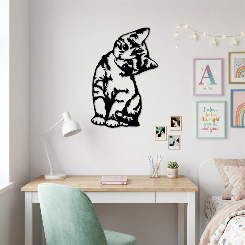 Decoration Murale Metallique Chaton Penché