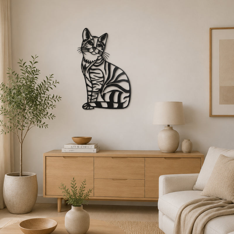 Deco Murale Metallique Chatte Assise