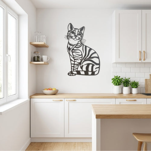 Decoration Murale Metallique Chatte Assise