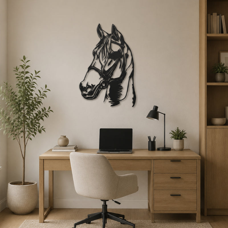 Decoration Murale Metallique Cheval Licol