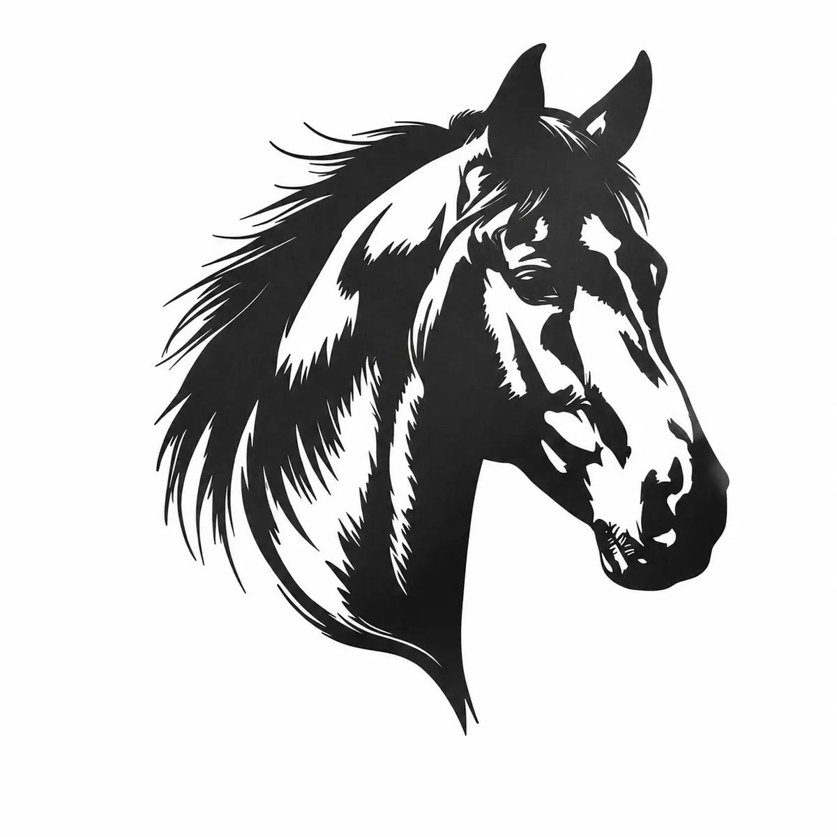Cheval Profil Réaliste Métal Noir