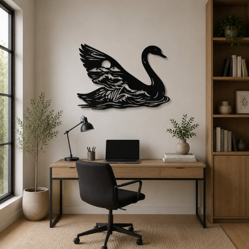 Panneau Decoratif Mural Cigne Paysage