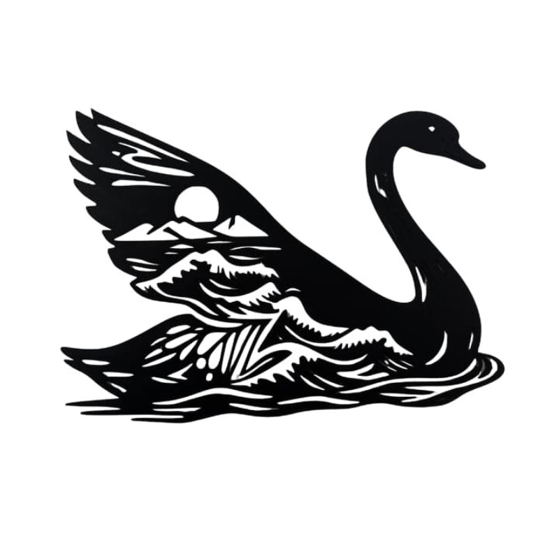 Decoration Murale Metallique Cigne Noir