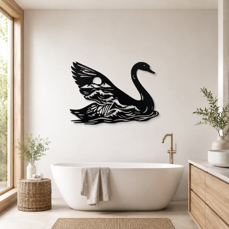 Decors Muraux Metal Cigne Paysage