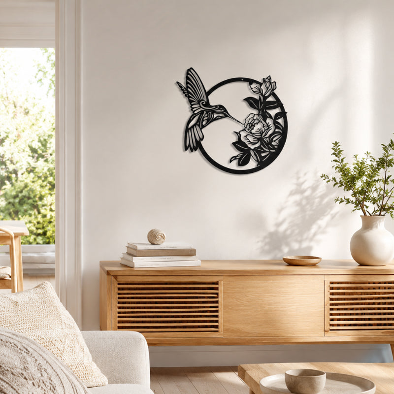 Decoration Murale Metallique Colibri Butineur