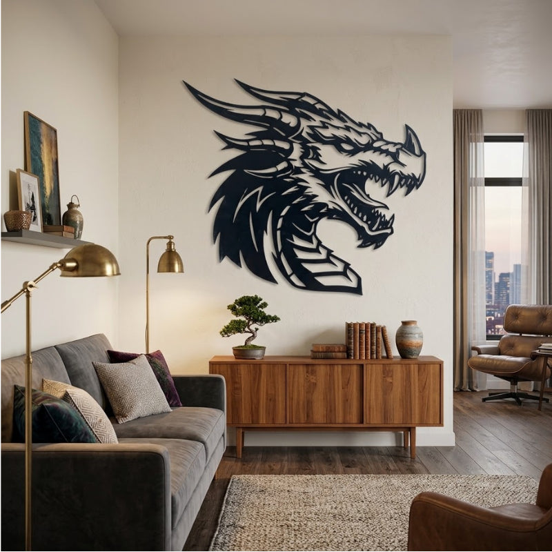 Décoration Murale Métal Tête Dragon