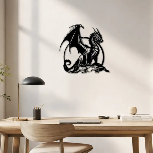Decoration Murale Metallique Dragon Rocher