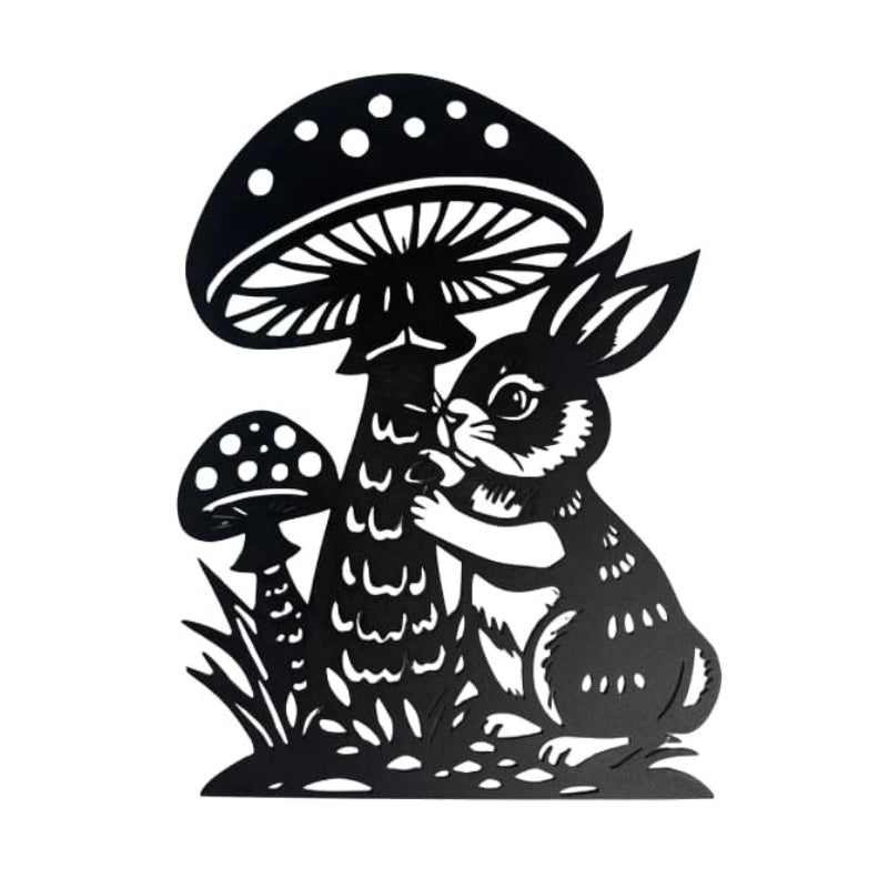 Deco Metalliqu Murale Lapin Champignons
