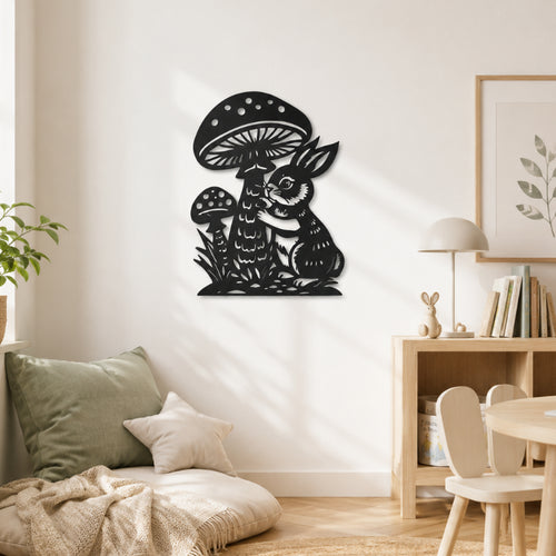 Deco Murale Metallique Lapin Champignon