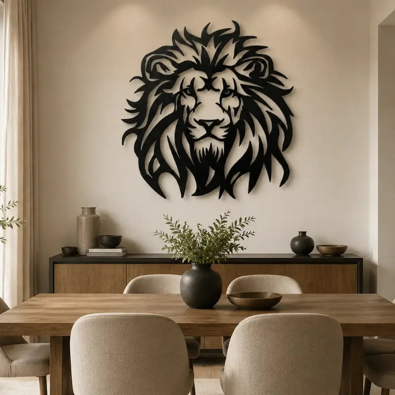 Lion de Face Métal Noir