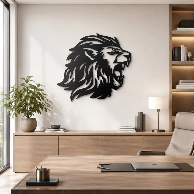 Lion Profil Rugit Métal