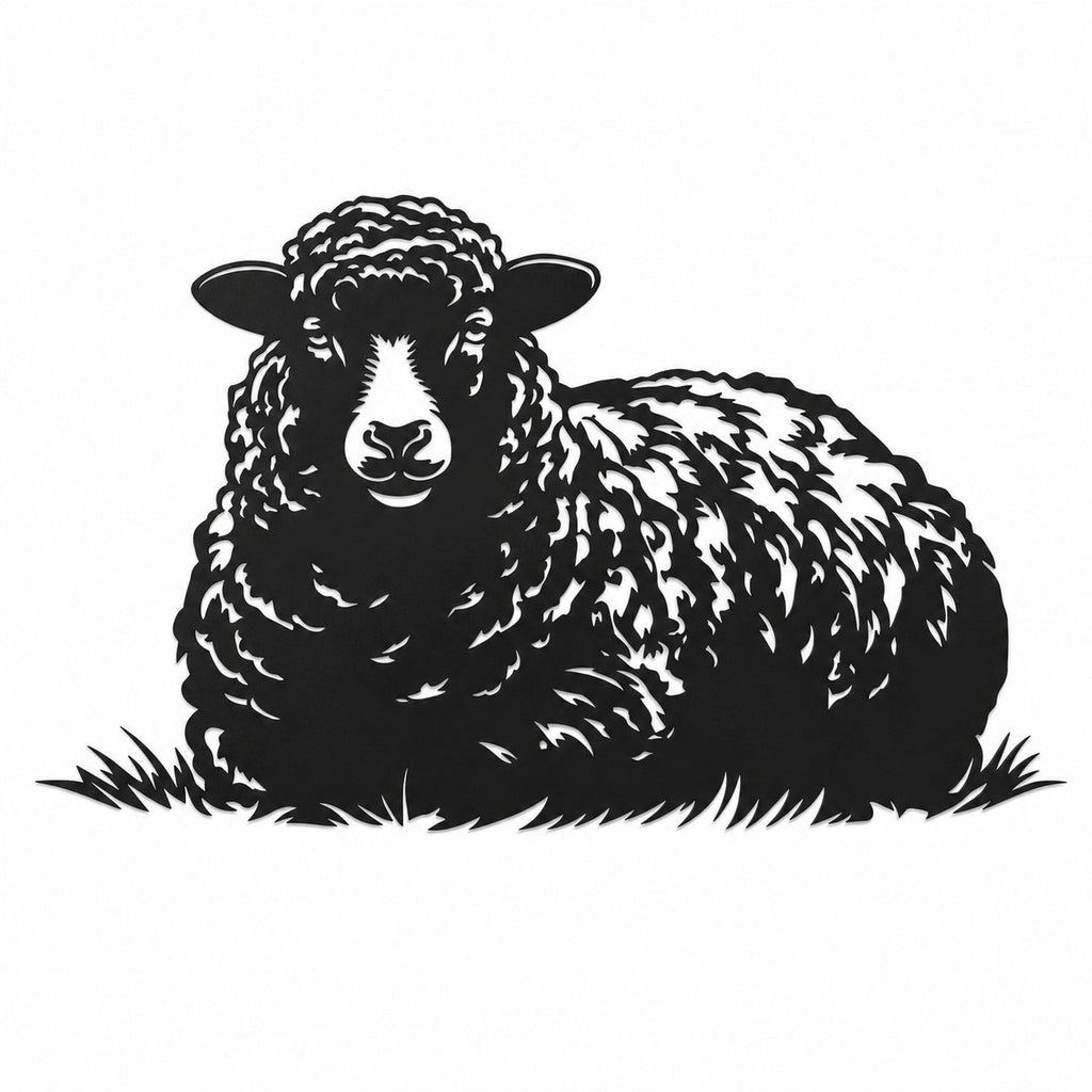 Mouton Couché Décoration Murale Métal