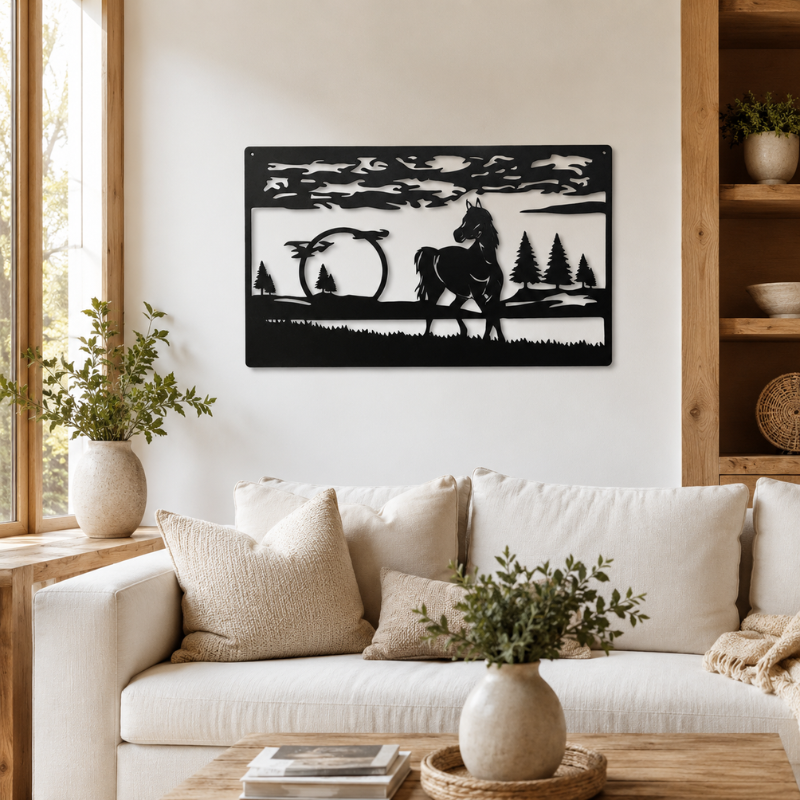 Panneau Decoratif Mural Cheval Paysage