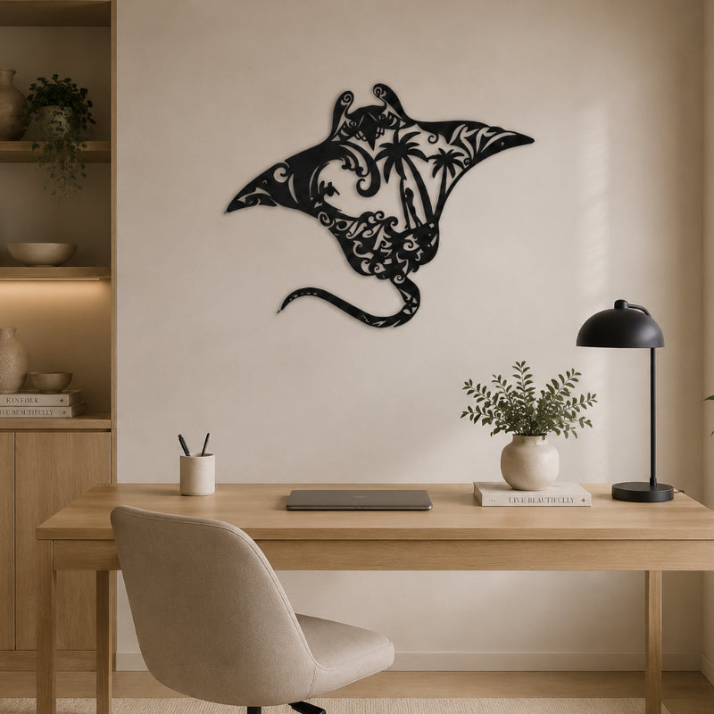 Deco Murale Metallique Noir Raie