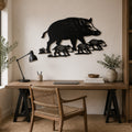 Decoration Murale Metal Noir Sanglier Marcassins