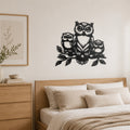 Hibous sur Branches Decoration Murale Metal