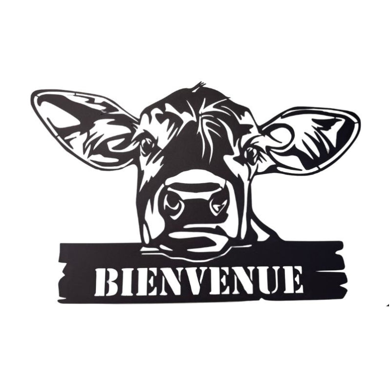 Decors Muraux Metal Vache Bienvenue